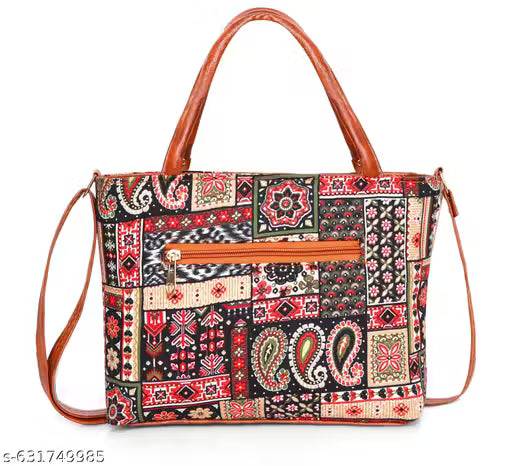 Ethnic Patchwork Print Tote Handbag for Women | Stylish Multicolor Shoulder Bag with Tassel | Spacious Daily Use & Office Bag