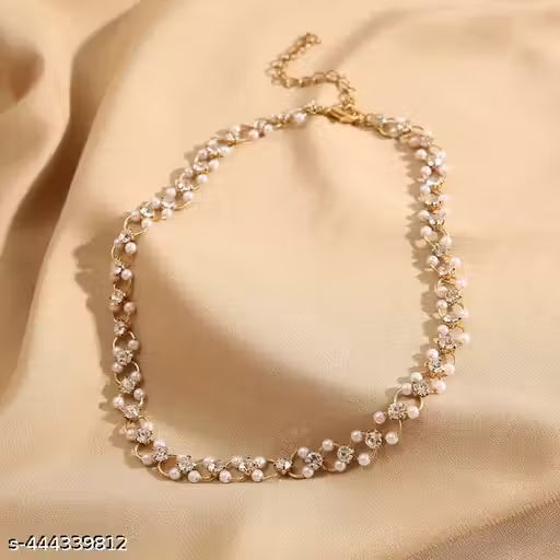 Pearl Choker Fashion Jewelry Women's Retro Pearl Hinged Choker With Rhinestone Chain Simple Luxury Vintage Pearl Choker Necklace