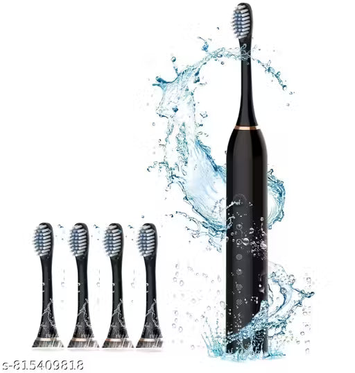Black Sonic Electric Toothbrushes USB Rechargeable Ultrasonic Tooth Brush with 4 Brush Heads 6 Cleaning Modes and Smart Timer IPX7 Waterproof Cleaning Toothbrushes for Adults and Kids