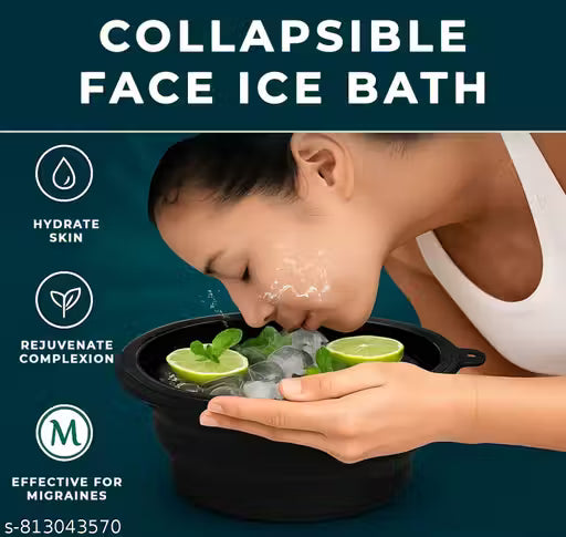 Face Bowl for Ice with Built-In Ice Tray,Facial Ice Bath Bowl, Portable Foldable Facial Plunge Bowl, Collapsible for Face Ice Bath Home & Travel