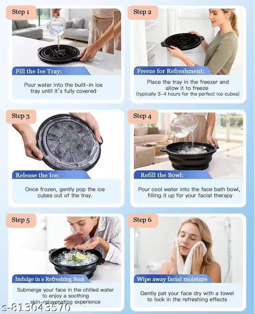 Face Bowl for Ice with Built-In Ice Tray,Facial Ice Bath Bowl, Portable Foldable Facial Plunge Bowl, Collapsible for Face Ice Bath Home & Travel